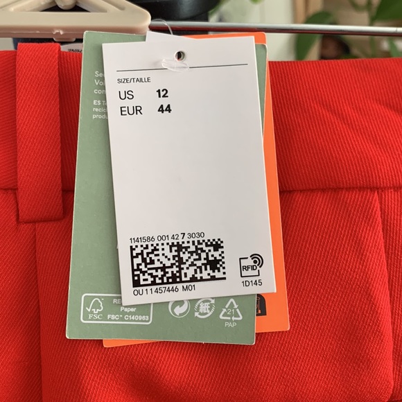 NWT H&M Bright Red High Waist Wide Leg Trouser Pants - 12 - Picture 4 of 5